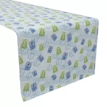 Настольная дорожка, 100% хлопок, праздничные почтовые марки 16x90 дюймов