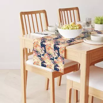 Настольная дорожка, 100 % полиэстер, 12x72 дюйма, японский цветочный узор.