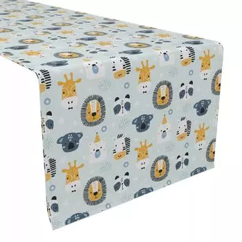 Настольная дорожка, 100 % полиэстер, 14x108 дюймов, морды животных.