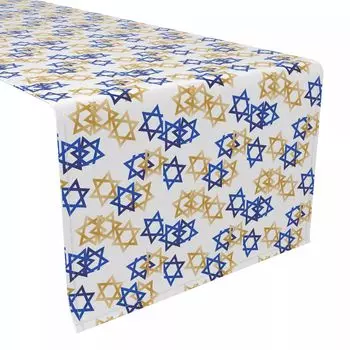 Настольная дорожка, 100 % полиэстер, 14x108 дюймов, декор «Звезда Давида».
