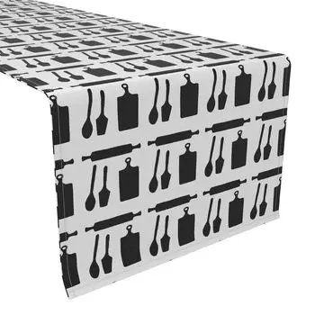 Настольная дорожка, 100% полиэстер, 14x108 дюймов Kitchen Icons Black