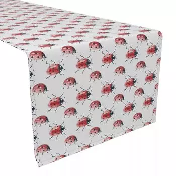 Настольная дорожка, 100 % полиэстер, акварельные божьи коровки, 14x108 дюймов.