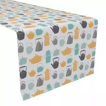 Настольная дорожка, 100 % полиэстер, винтажные чайники 14x108 дюймов.