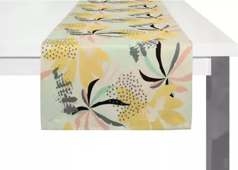 Настольная дорожка Adam "Jungle", (1 шт.), органическая GOTS, сертификат CERES 0242Сделано в Германии 150х50 см, желтый/бирюзовый