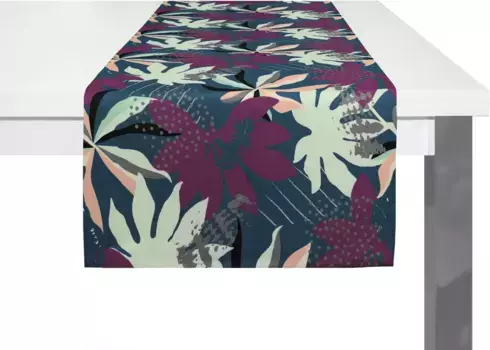 Настольная дорожка Adam "Jungle", (1 шт.), органическая GOTS, сертификат CERES 0242Сделано в Германии 150х50 см, темно-синий/фиолетовый