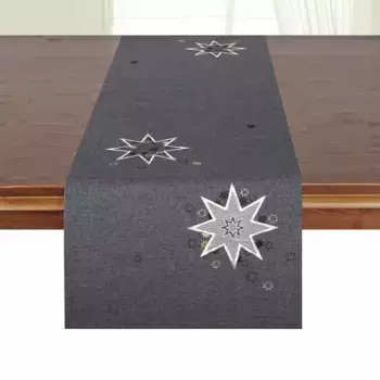 Настольная дорожка Delindo Lifestyle "Рождественские звезды", (1 шт.), гладкая ткань, вышивка 40х140 см, цвет anthrazit