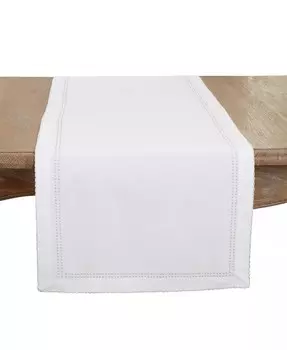 Настольная дорожка для вышивки детализированных краев, 16 x 72 дюйма Saro Lifestyle, серебро