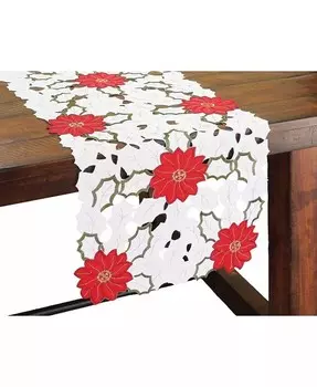 Настольная дорожка Holiday Poinsettia с вышивкой ришелье, 36 x 16 дюймов Xia Home Fashions, белый