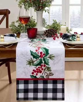 Настольная дорожка Holly Charm Holiday из ткани, 70 x 14 дюймов Elrene, мультиколор