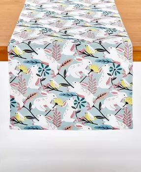 Настольная дорожка с принтом кролика в народном стиле, 72 x 14 дюймов Tableau, синий
