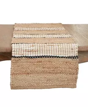 Настольная дорожка в полоску из земляного джута, 16 x 72 дюйма Saro Lifestyle, бежевый