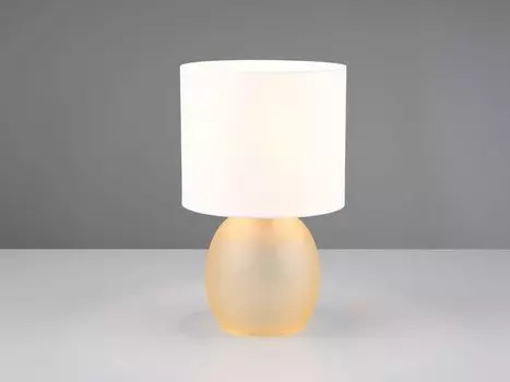 Настольная лампа 29см с корпусом из янтарного стекла и абажуром из ткани TRIO