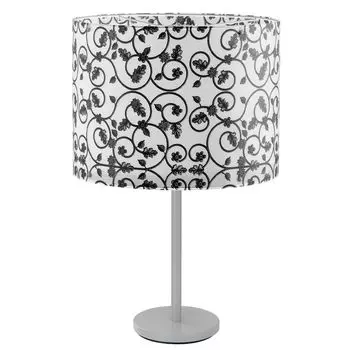 Настольная лампа, абажур из стальной ткани, узор, черно-белый, H 51см etc-shop