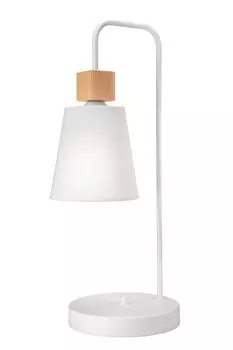 Настольная лампа белая высотой 52 см, ткань, металл, дерево E27, уютная скандинавская настольная лампа для гостиной, спальни Licht-Erlebnisse, мультиколор