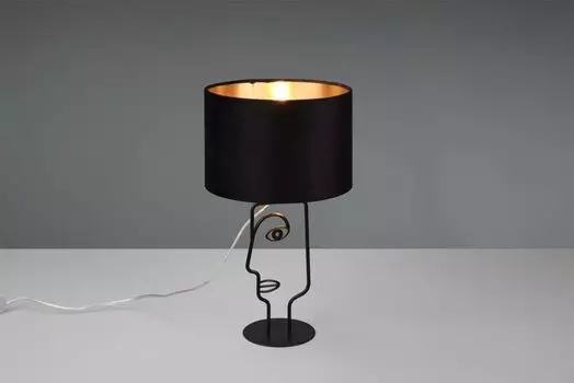 Настольная лампа - черный - металл - абажур из ткани - H 42 см Reality Leuchten, желтый