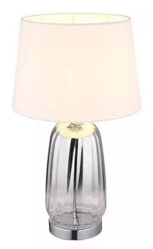Настольная лампа CLASSY E27 1x40Вт хромированный металл, белый текстиль В: 52см 30см с клавишным выключателем на кабеле Globo Lighting