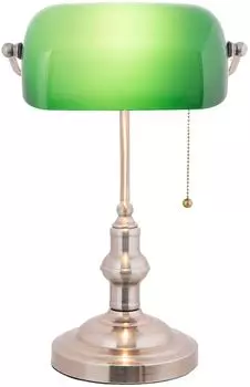 Настольная лампа Clayre & Eef Bankers Lamp 27x17x41 см Зеленый Металл Стекло Clayre&Eef