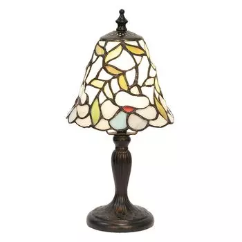 Настольная лампа Clayre & Eef Tiffany 16x31 см бежево-желтое стекло пластиковые цветы Clayre&Eef, бежевый