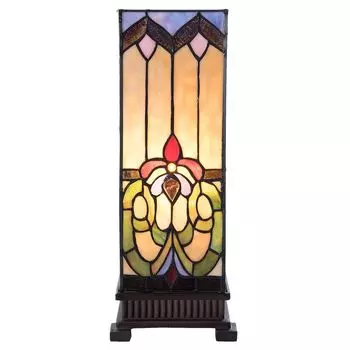 Настольная лампа Clayre & Eef Tiffany 17x17x44 см, бежевый, синий, стекло, квадратная Clayre&Eef