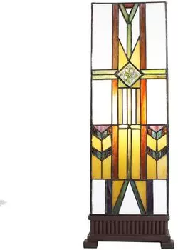 Настольная лампа Clayre & Eef Tiffany 18x18x48 см Белый Желтый Стекло Пластик Квадрат Clayre&Eef