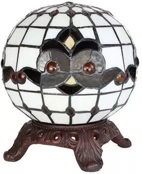 Настольная лампа Clayre & Eef Tiffany 20x25 см белый черный стекло круглый Clayre&Eef