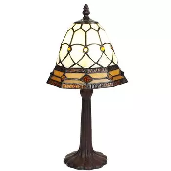 Настольная лампа Clayre & Eef Tiffany 21x39 см бежевый коричневый стекло пластик круглый Clayre&Eef