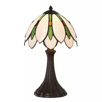 Настольная лампа Clayre & Eef Tiffany 25x42 см белый зеленый стекло Clayre&Eef