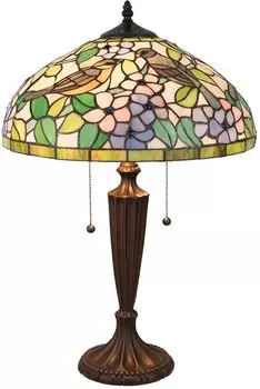 Настольная лампа Clayre & Eef Tiffany 41x60 см желто-зеленое стекло треугольная птица Clayre&Eef, желтый