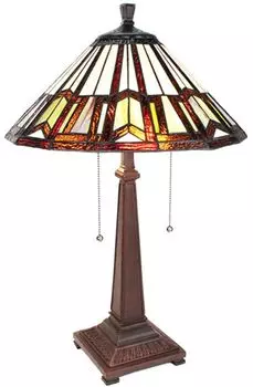 Настольная лампа Clayre & Eef Tiffany 41x64 см бежевый коричневый стекло пластик круглый Clayre&Eef