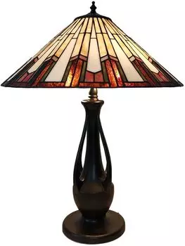 Настольная лампа Clayre & Eef Tiffany 46x60 см бежевый коричневый стекло пластик круглый Clayre&Eef