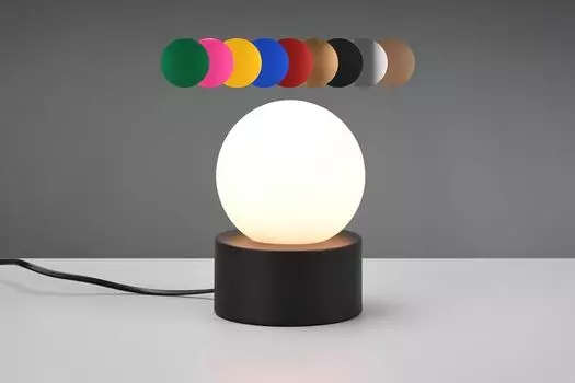 Настольная лампа Cordula, с основанием из черного матового металла, абажур из белого матового стекла, сенсорная функция вкл/выкл, 12 см, высота 17 см lightling, черный