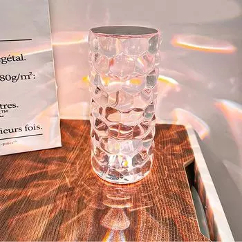 Настольная лампа Crystal Diamond, 16 цветов RGB, перезаряжаемая прикроватная лампа с сенсорным управлением и пультом дистанционного управления, узор B Topchances, прозрачный