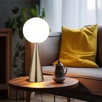 Настольная лампа, цвет латуни, стеклянный шар, металл, H 49,5 см Globo Lighting, золото