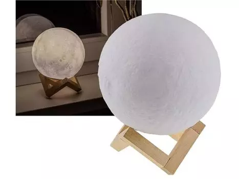 Настольная лампа декоративная лампа Moon 3D 15см настольная лампа с подсветкой - декоративный светильник с сенсорным аккумулятором Chilitec