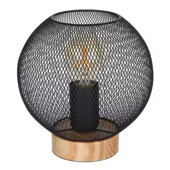 Настольная лампа, дерево, имитация сетки, винтаж, E27, H 20см Globo Lighting, черный