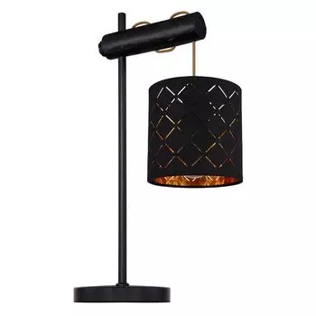 Настольная лампа, деревянная ткань, черное золото, В 48 см etc-shop, черный