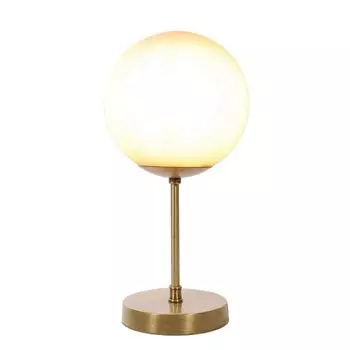 Настольная лампа E14, белая бронза, стеклянный шаровой абажур, винтажная настольная лампа из твердой латуни Licht-Erlebnisse, мультиколор