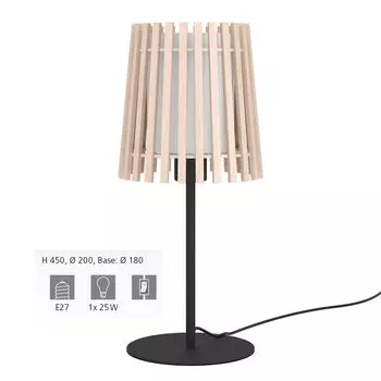 Настольная лампа FATTORIA сталь чёрная E27 1X25W В:45см 20см с кабельным выключателем EGLO