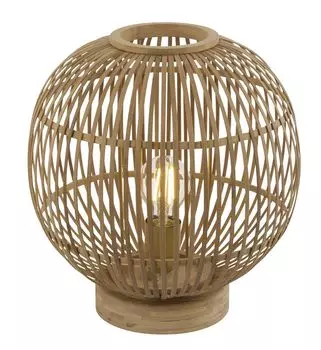 Настольная лампа Globo Lighting бамбук натурального цвета, черный кабель ПВХ, кулисный переключатель на кабеле, : 300 мм, В: 335 мм, длина кабеля 1700 мм, без 1x E27 60 Вт 230 В., бежевый