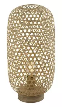 Настольная лампа Globo Lighting из натурального бамбука, черный кабель ПВХ, кулисный переключатель на кабеле, бамбуковая сетка, : 220 мм, В: 460 мм, длина кабеля 1700 мм, без 1x E27 60 Вт 230 В., бежевый