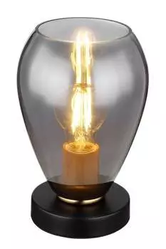 Настольная лампа Globo Lighting, матовый черный металл, матовая латунь, матовое стекло, черный кабель ПВХ, клавишный переключатель на кабеле, : 150 мм, В: 235 мм, длина кабеля 1500 мм, без 1x E27 40 Вт 230 В.