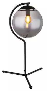 Настольная лампа Globo Lighting матовый черный металл, дымчатое стекло, черный кабель ПВХ, кулисный переключатель на кабеле, диаметр стекла: см, : 350 мм, В: 500 мм, длина кабеля 1500 мм, без 1x E14 25 Вт 230 В.