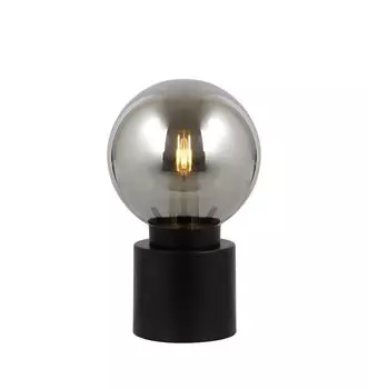 Настольная лампа Globo Lighting металл черный матовый, дымчатое стекло, кулисный переключатель на кабеле, : 150 мм, В: 245 мм, длина кабеля 1500 мм, без 1x E14 25 Вт 230 В., серебро