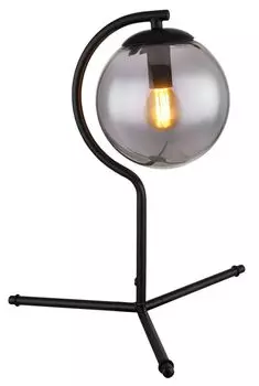Настольная лампа Globo Lighting металл черный матовый, стекло дымчатое, кабель черный текстильный, кулисный переключатель на кабеле, : 350 мм, В: 350 мм, длина кабеля 1500 мм, без 1x E14 25 Вт 230 В.