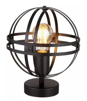 Настольная лампа Globo Lighting металл черный матовый, металл черный матовый, кабель ПВХ черный, кулисный переключатель на кабеле, абажур разбирается, : 200 мм, В: 245 мм, длина кабеля 1500 мм, без 1x E27 60 Вт 230 В.