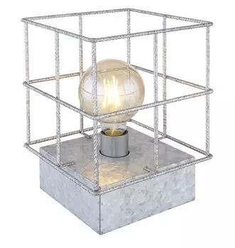 Настольная лампа Globo Lighting металл, цвет цинк, кулисный переключатель на кабеле, клетка из армирующей стальной сетки, ДхШхВ: 200х200х265мм, длина кабеля 1800мм, без 1x E27 60Вт 230В., темно-коричневый