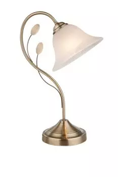 Настольная лампа Globo Lighting металл старая латунь, стекло, белый, кулисный переключатель на кабеле, ДхШхВ: 270х190х420мм, длина кабеля 1500мм, без 1x E27 60Вт 230В., бронза
