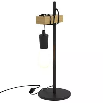 Настольная лампа HOMCOM, настольная лампа мощностью 40 Вт, прикроватная лампа в индустриальном стиле, настольная лампа с цоколем E27 для спальни, гостиной, черная, в комплект входит светодиодная лампа, черный