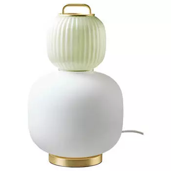 Настольная лампа Ikea Pilblixt, белый/светло-зеленый/золотистый