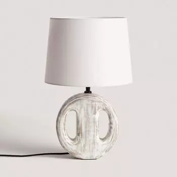 Настольная лампа из дерева Chandra ILUZZIA White, белый